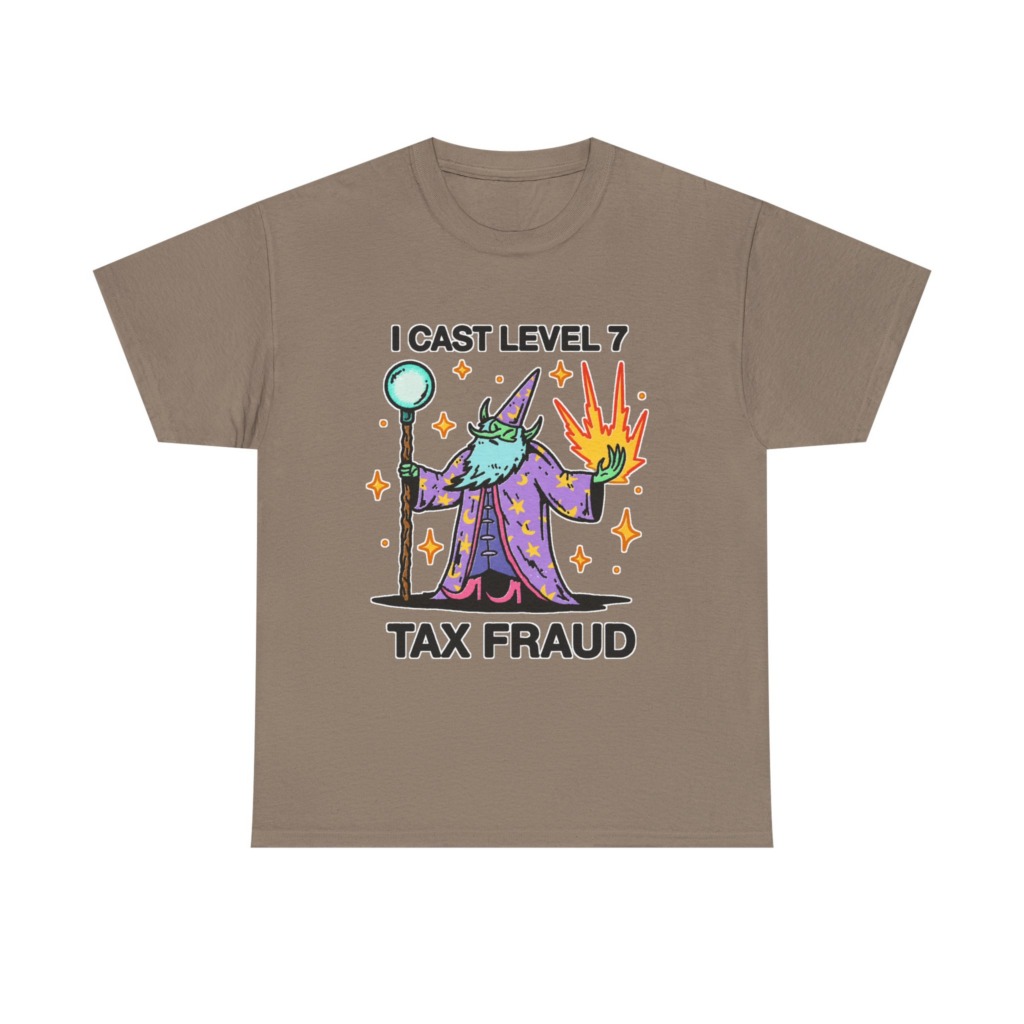 T-Shirt: Level 7 Tax Fraud Wizard Print