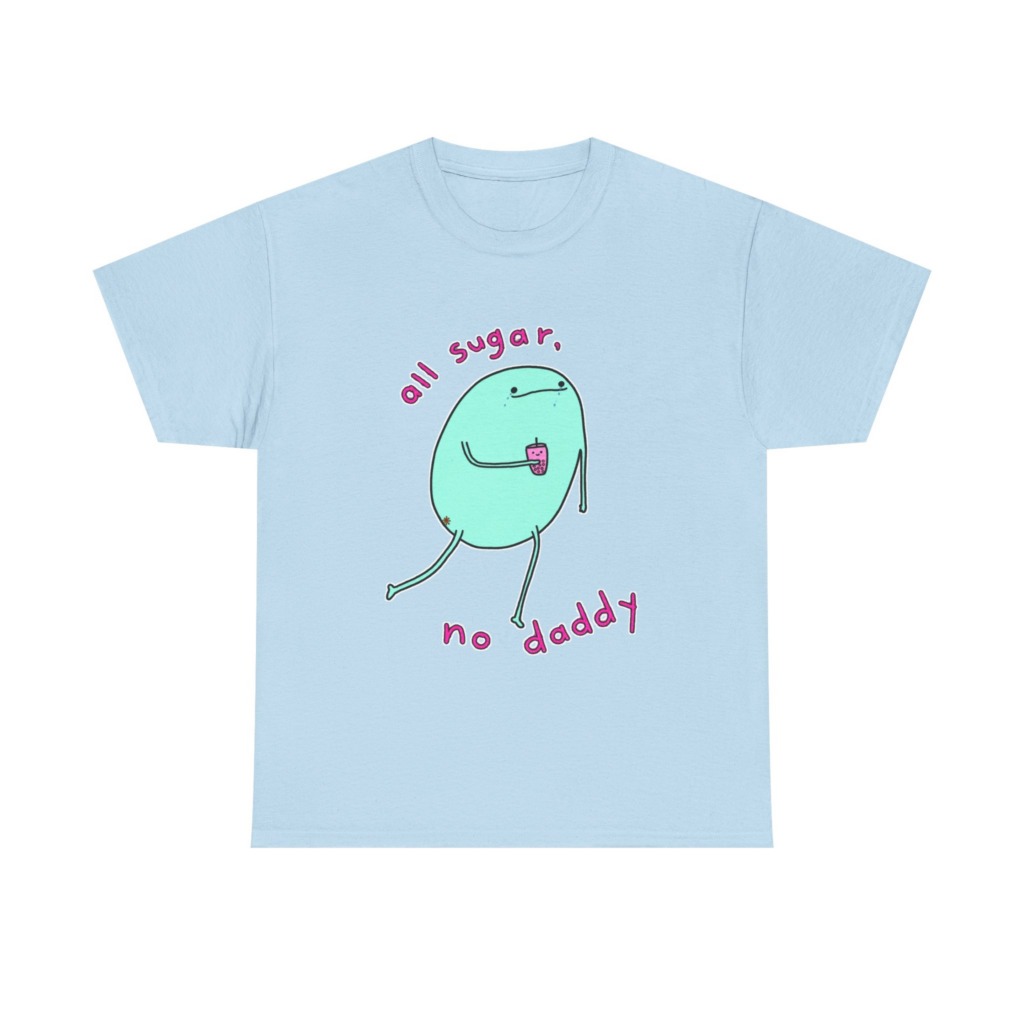 T-Shirt with 'All Sugar, No Daddy' Boba Blob Graphic