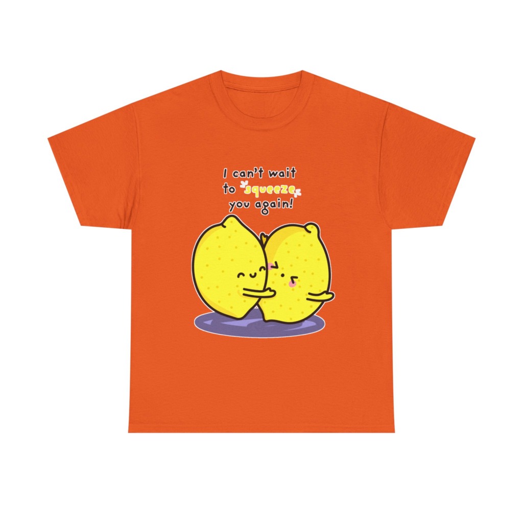 T-Shirt with Hugging Lemons "Squeeze You" Graphic