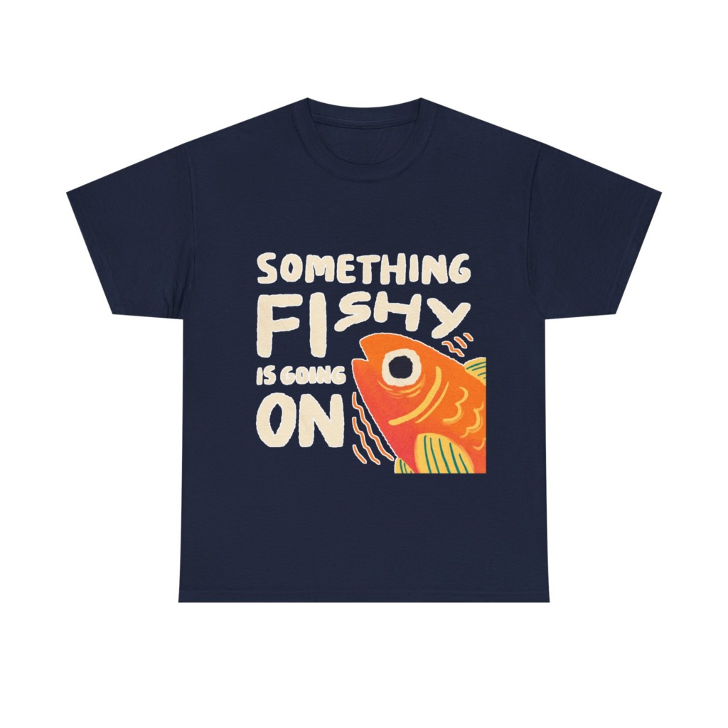 White 'Something Fishy' Orange Fish Graphic T-Shirt