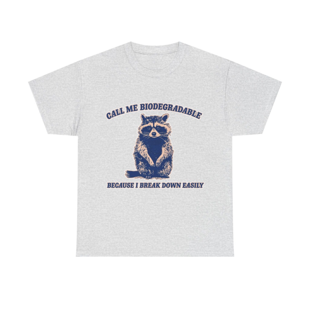 Raccoon "Biodegradable" Graphic T-Shirt