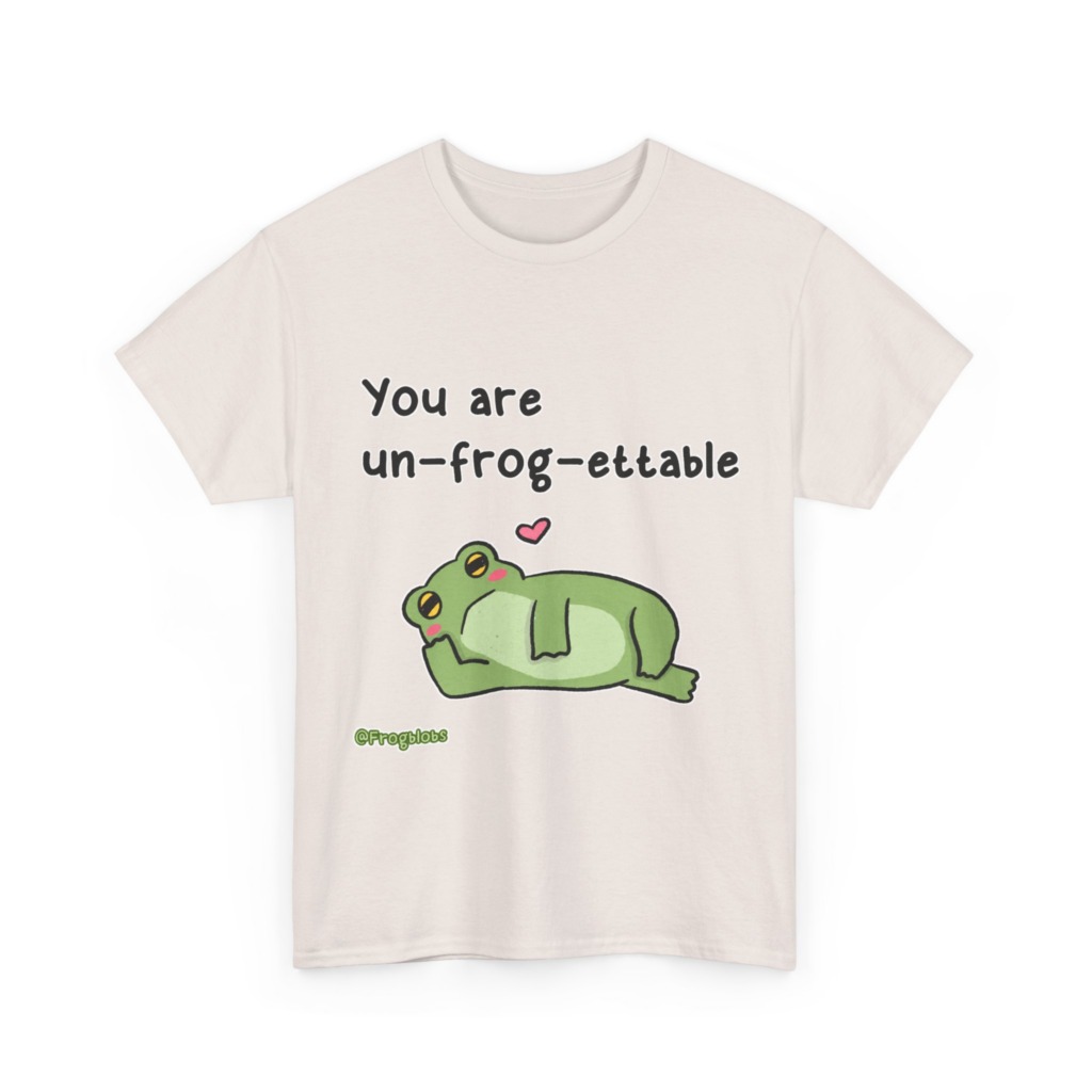 T-Shirt with 'Un-frog-ettable' Pun Frog Graphic