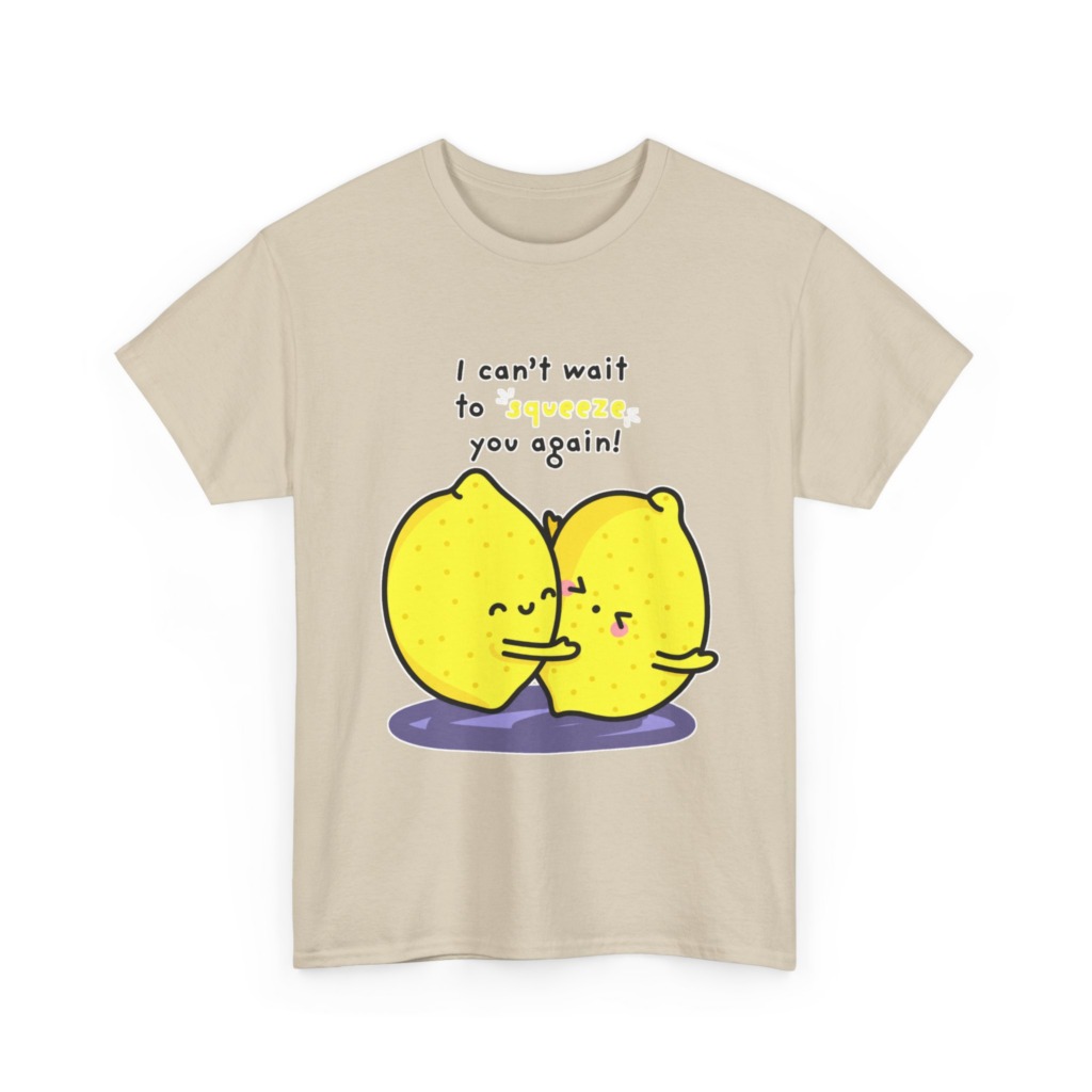 T-Shirt with Hugging Lemons "Squeeze You" Graphic