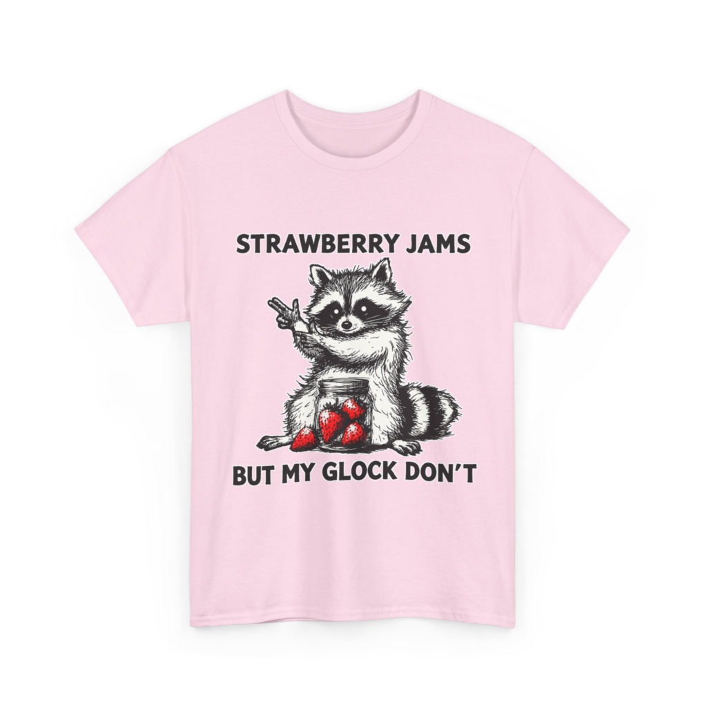 Raccoon 'Strawberry Jams But My Glock Don't' T-Shirt