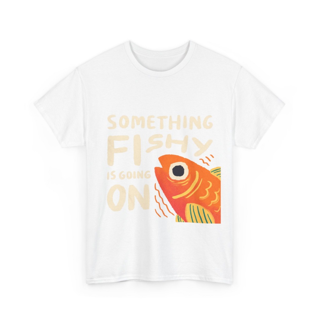 White 'Something Fishy' Orange Fish Graphic T-Shirt