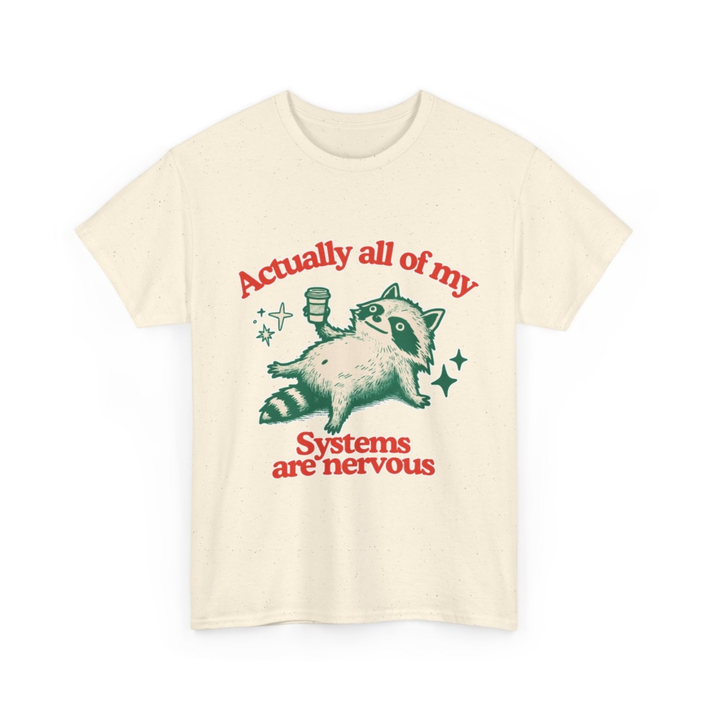 Raccoon Coffee Nervous Systems Graphic T-Shirt