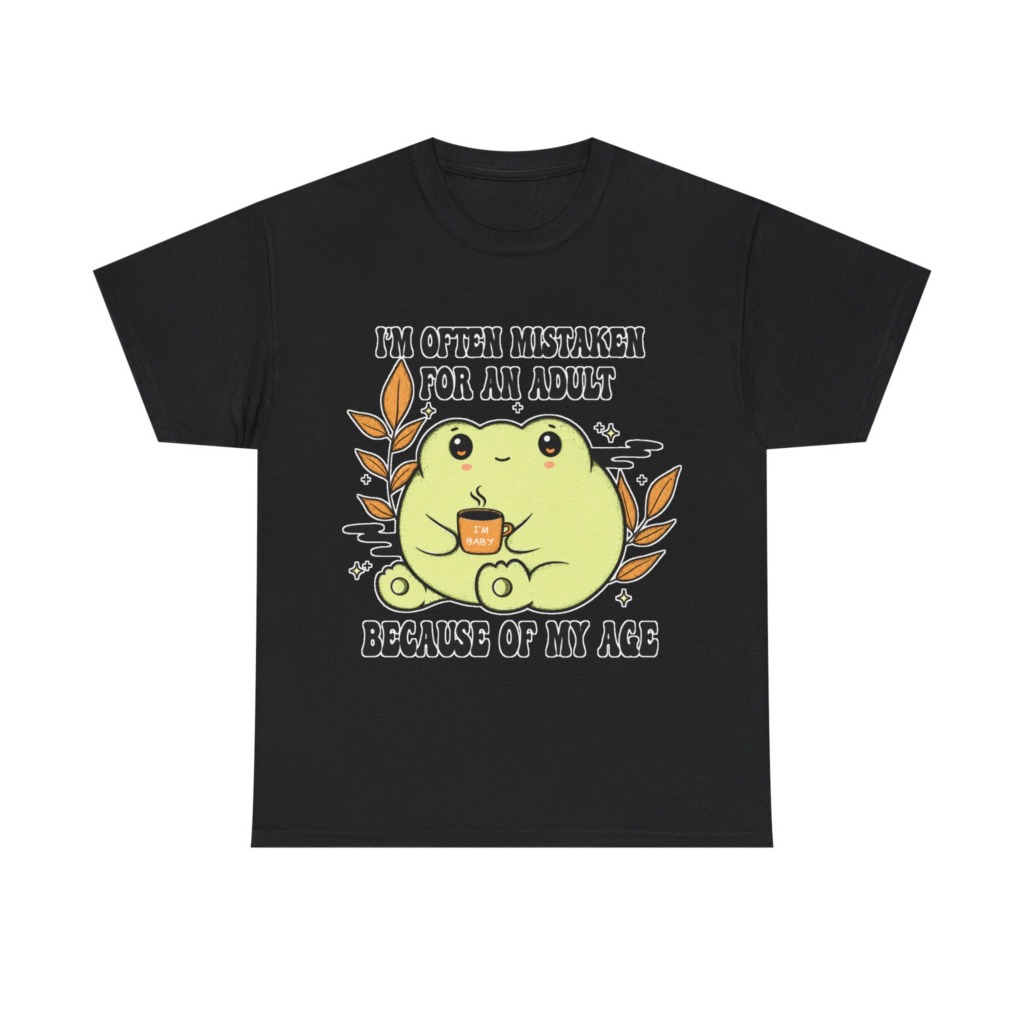 Graphic Tee: 'Mistaken for Adult, I'm Baby' Frog Design