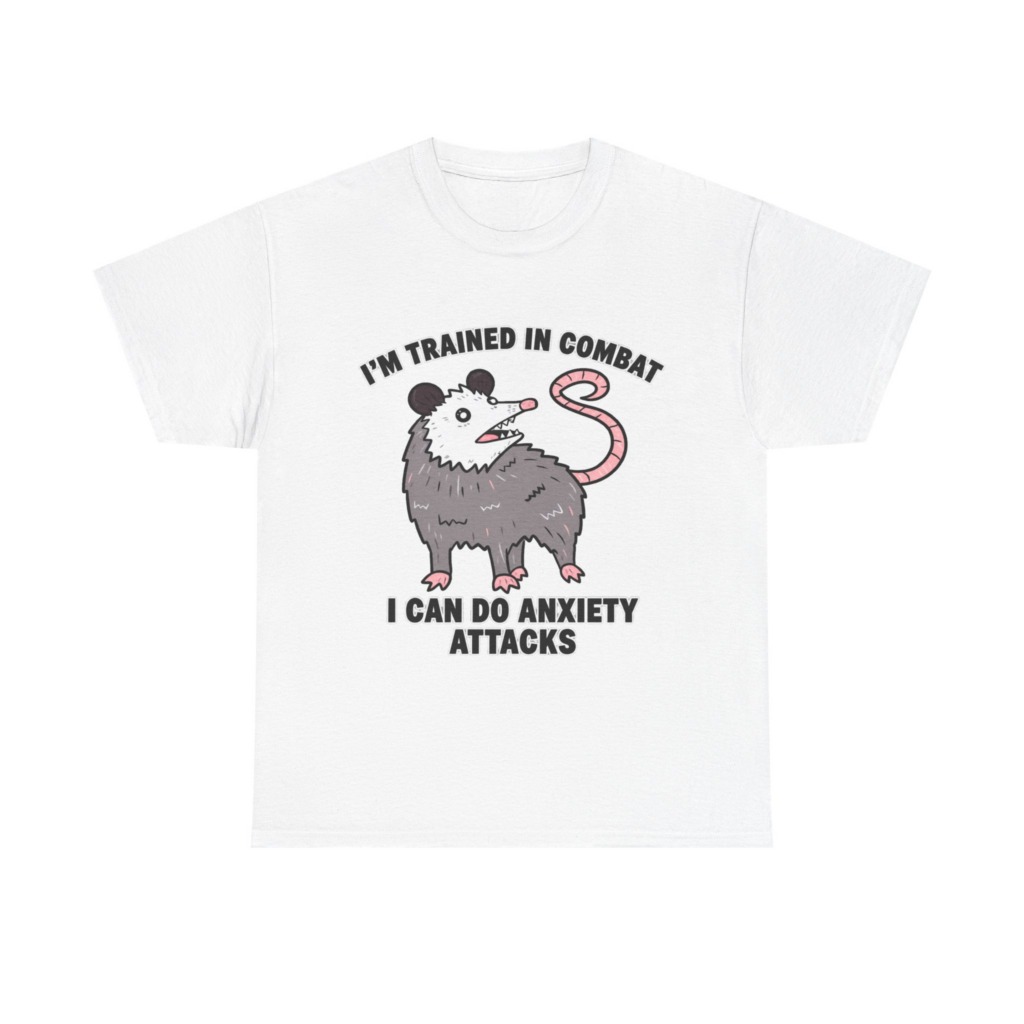 Opossum Combat Anxiety Attack Graphic T-Shirt