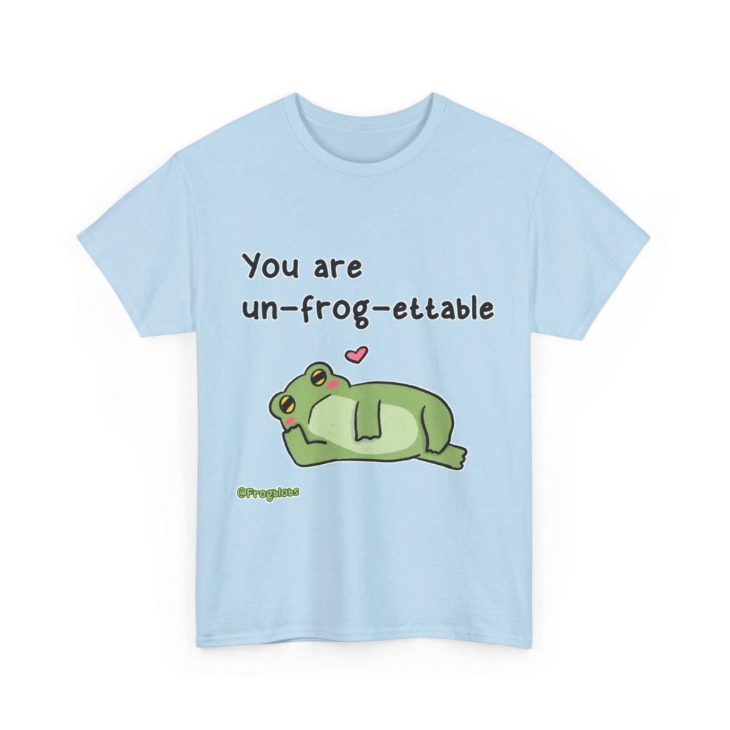 T-Shirt with 'Un-frog-ettable' Pun Frog Graphic