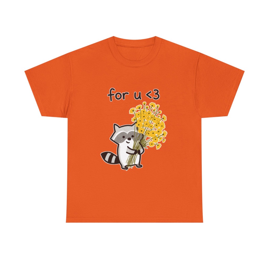 Raccoon with Daisy Bouquet 'for u <3' Graphic T-Shirt