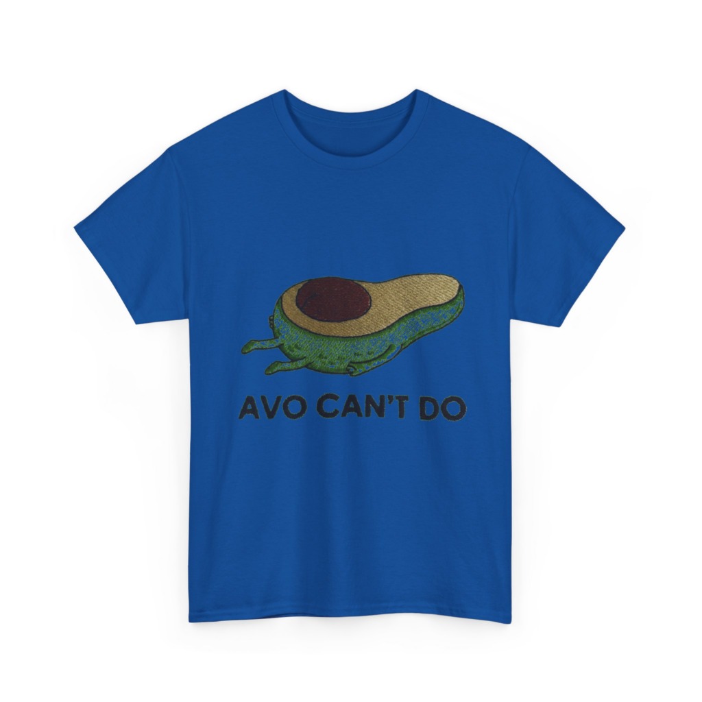 T-Shirt with Running Avocado 'Avo Can't Do' Embroidery