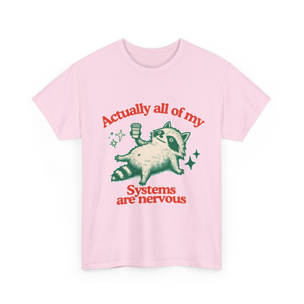 Raccoon Coffee Nervous Systems Graphic T-Shirt