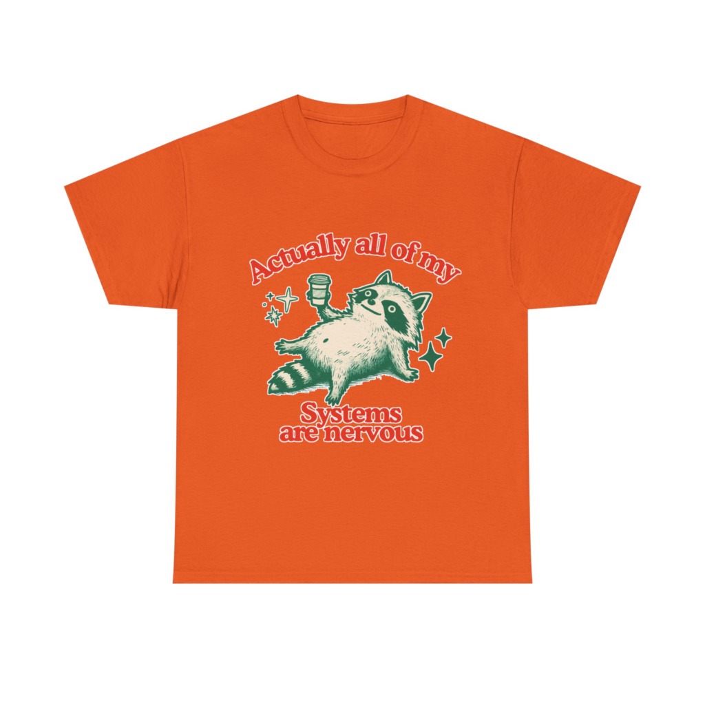 Raccoon Coffee Nervous Systems Graphic T-Shirt