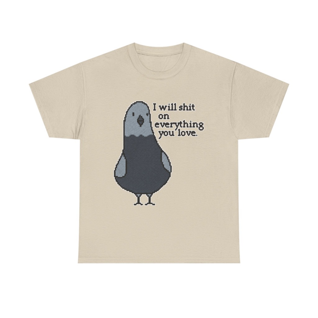 Pixel Art Pigeon Slogan T-Shirt