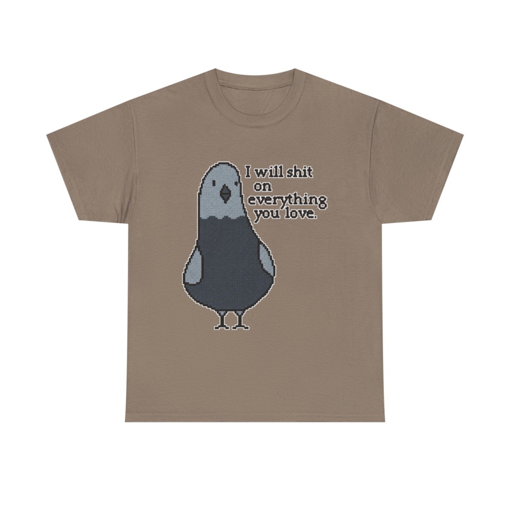 Pixel Art Pigeon Slogan T-Shirt