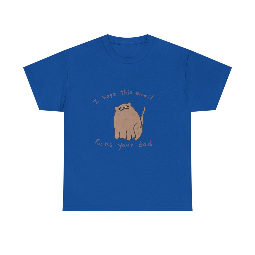 Graphic T-Shirt with Sarcastic Email Cat Design
