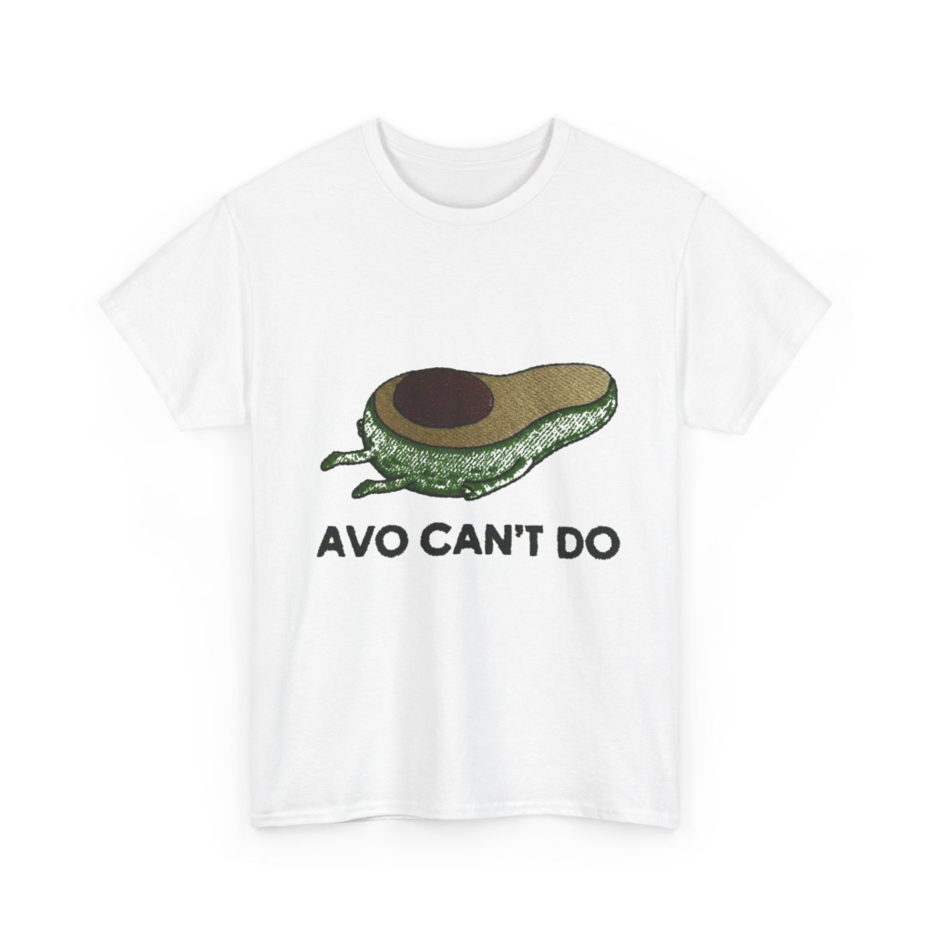T-Shirt with Running Avocado 'Avo Can't Do' Embroidery