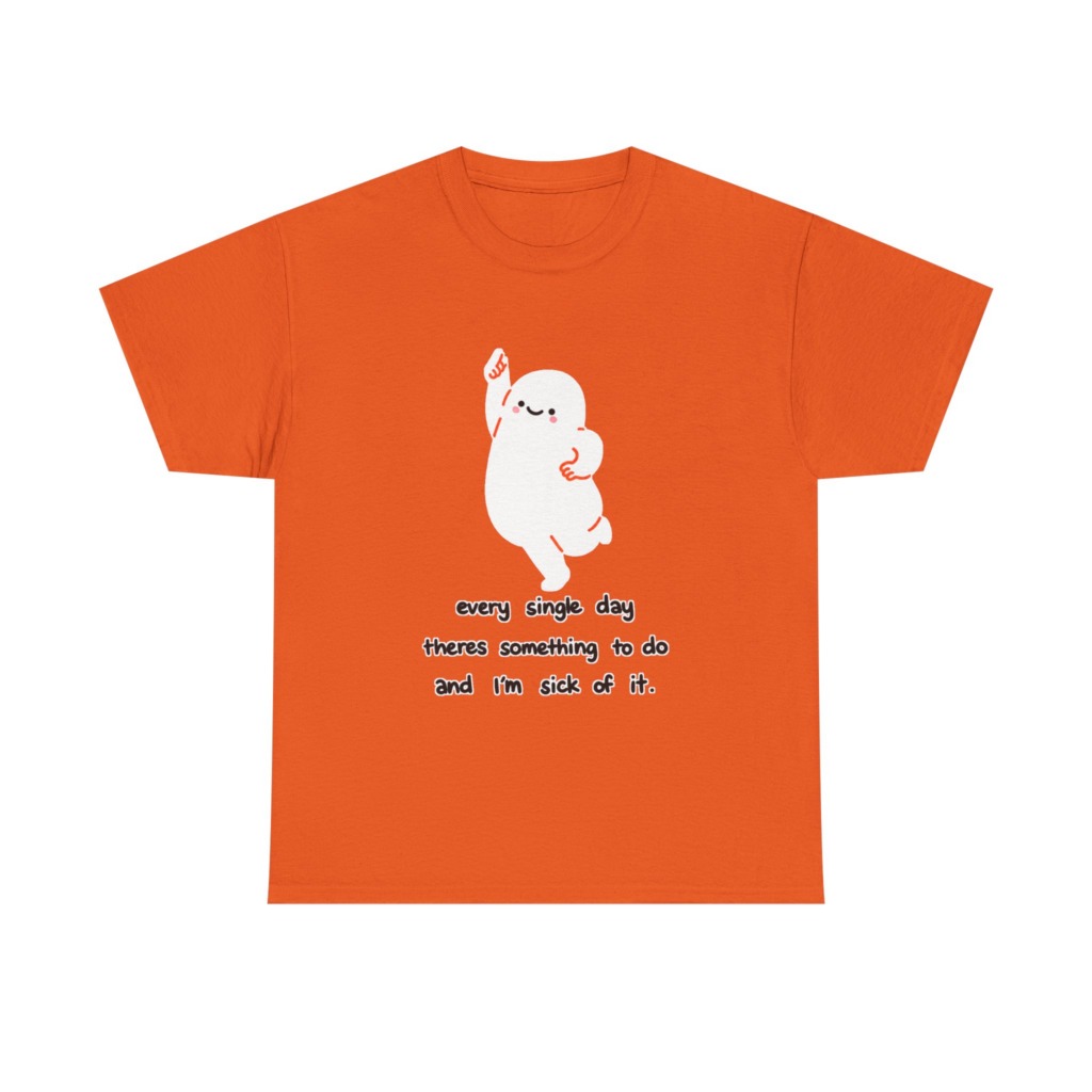 White T-Shirt - Happy Blob 'Sick of It' Graphic