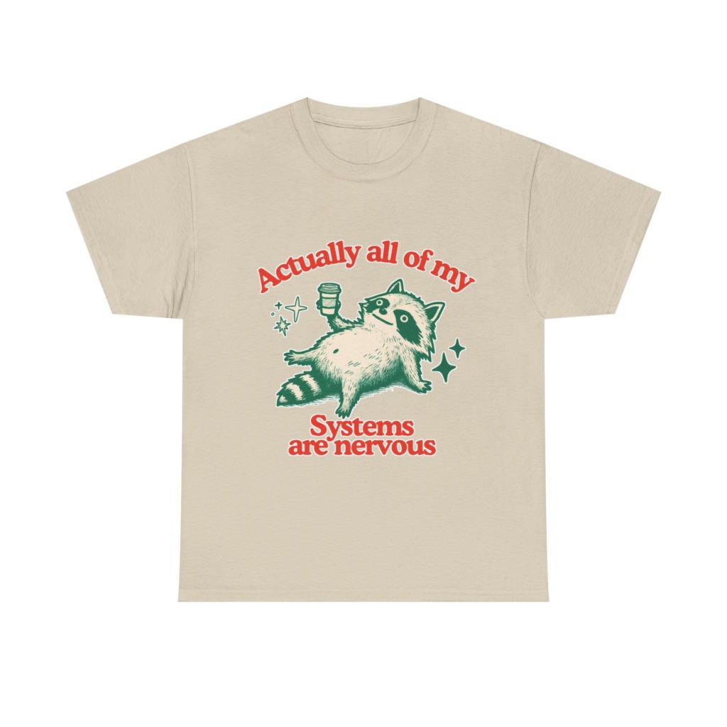 Raccoon Coffee Nervous Systems Graphic T-Shirt