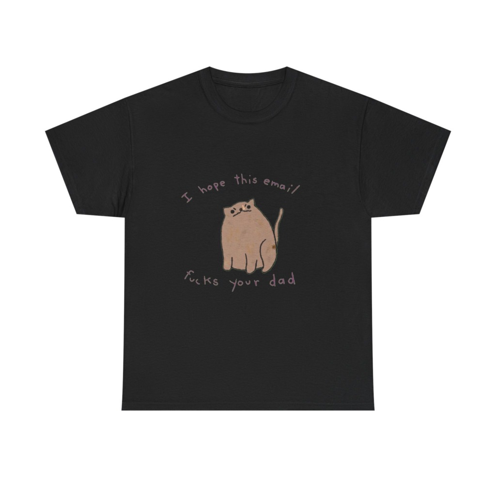 Graphic T-Shirt with Sarcastic Email Cat Design