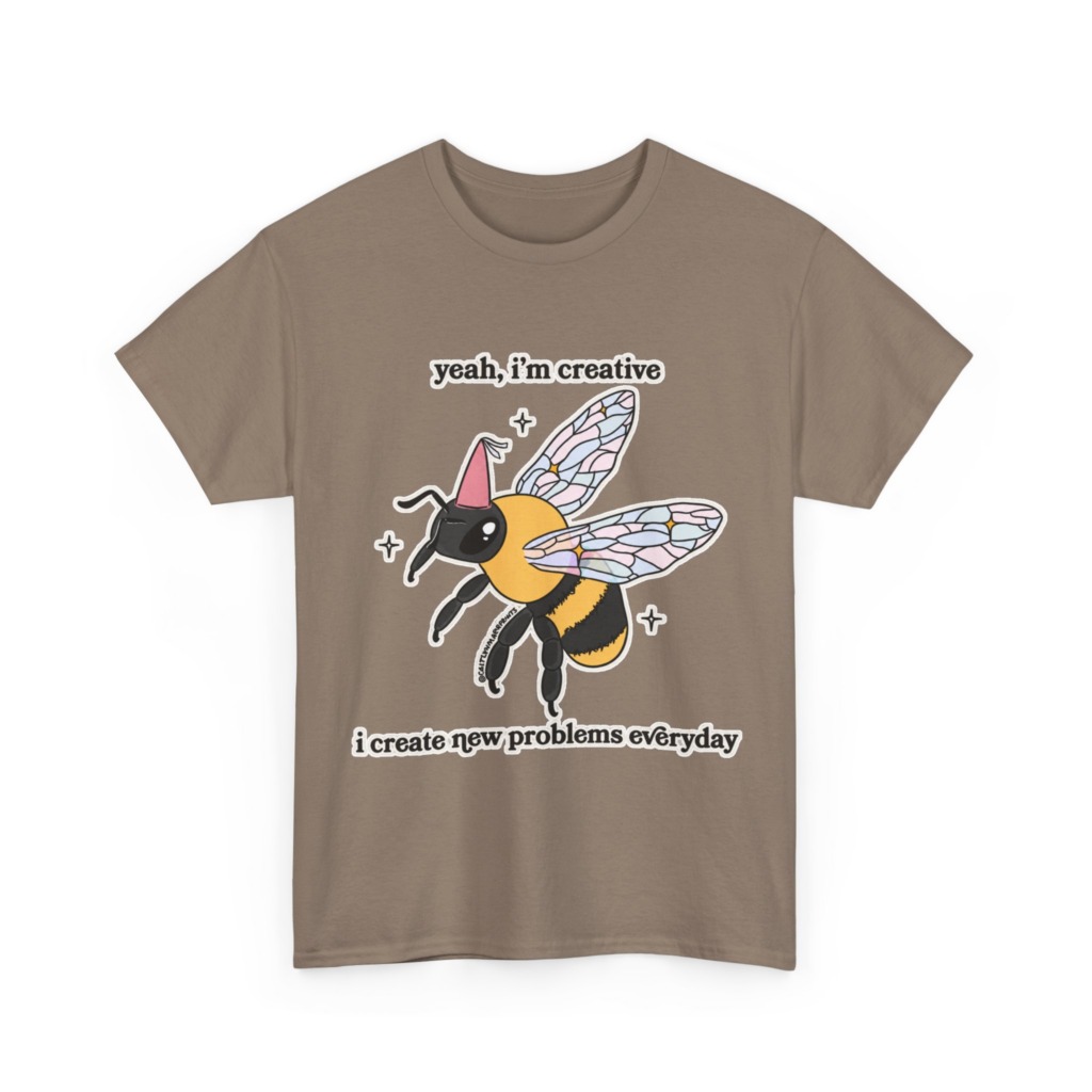 T-Shirt with Creative Party Bee Slogan Print