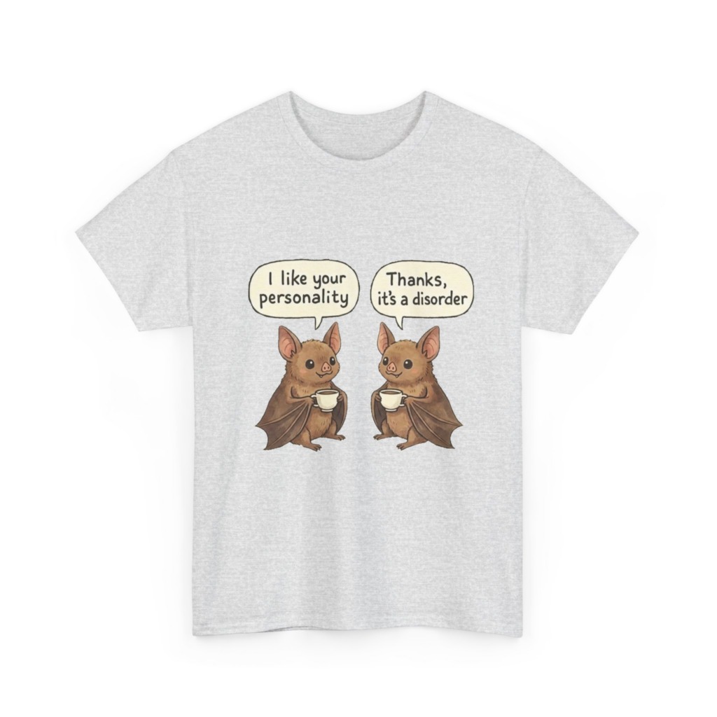 T-Shirt: Witty Bats with Coffee 'Personality Disorder'