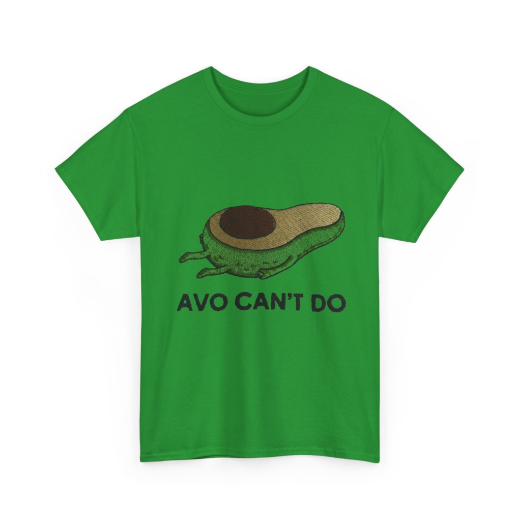 T-Shirt with Running Avocado 'Avo Can't Do' Embroidery