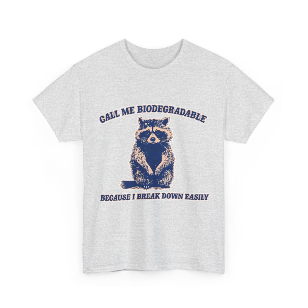 Raccoon "Biodegradable" Graphic T-Shirt