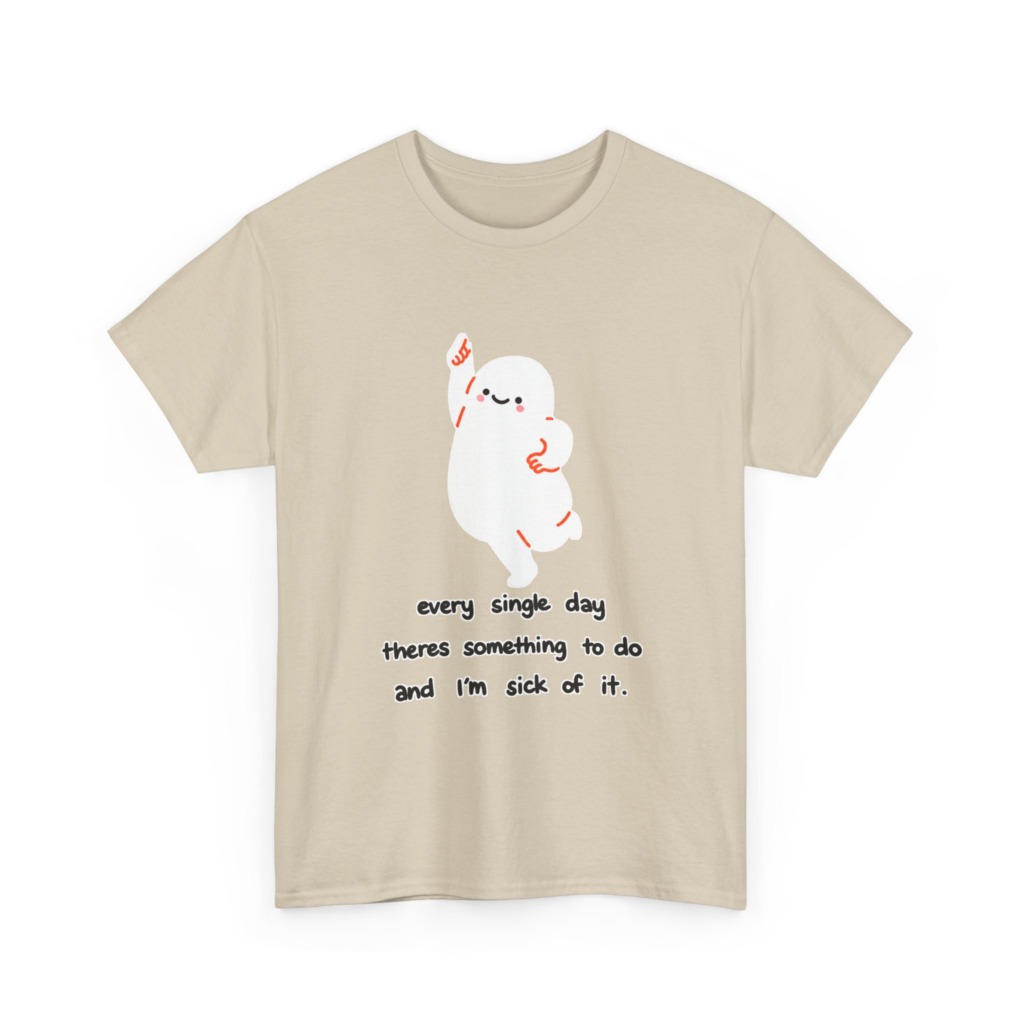 White T-Shirt - Happy Blob 'Sick of It' Graphic