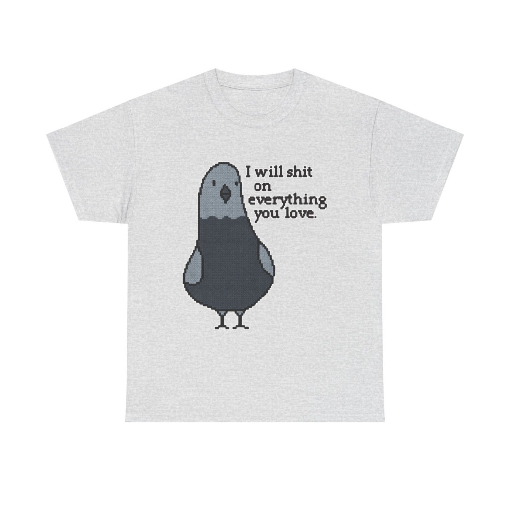 Pixel Art Pigeon Slogan T-Shirt