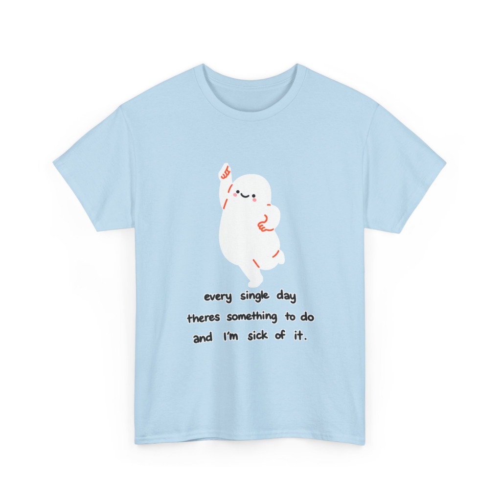 White T-Shirt - Happy Blob 'Sick of It' Graphic