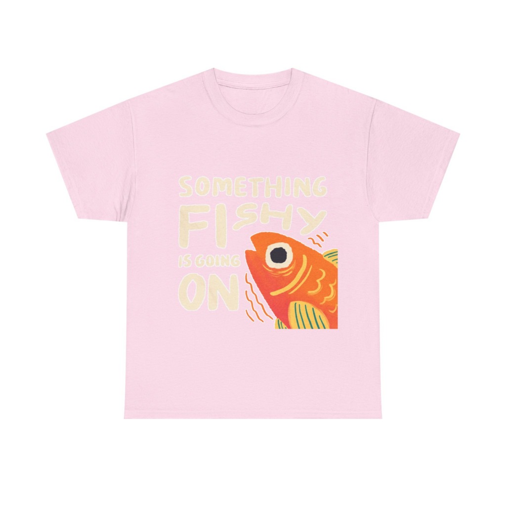 White 'Something Fishy' Orange Fish Graphic T-Shirt