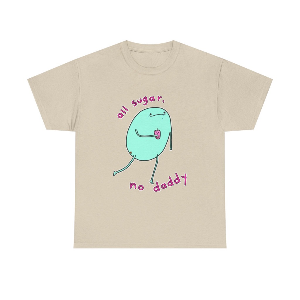T-Shirt with 'All Sugar, No Daddy' Boba Blob Graphic