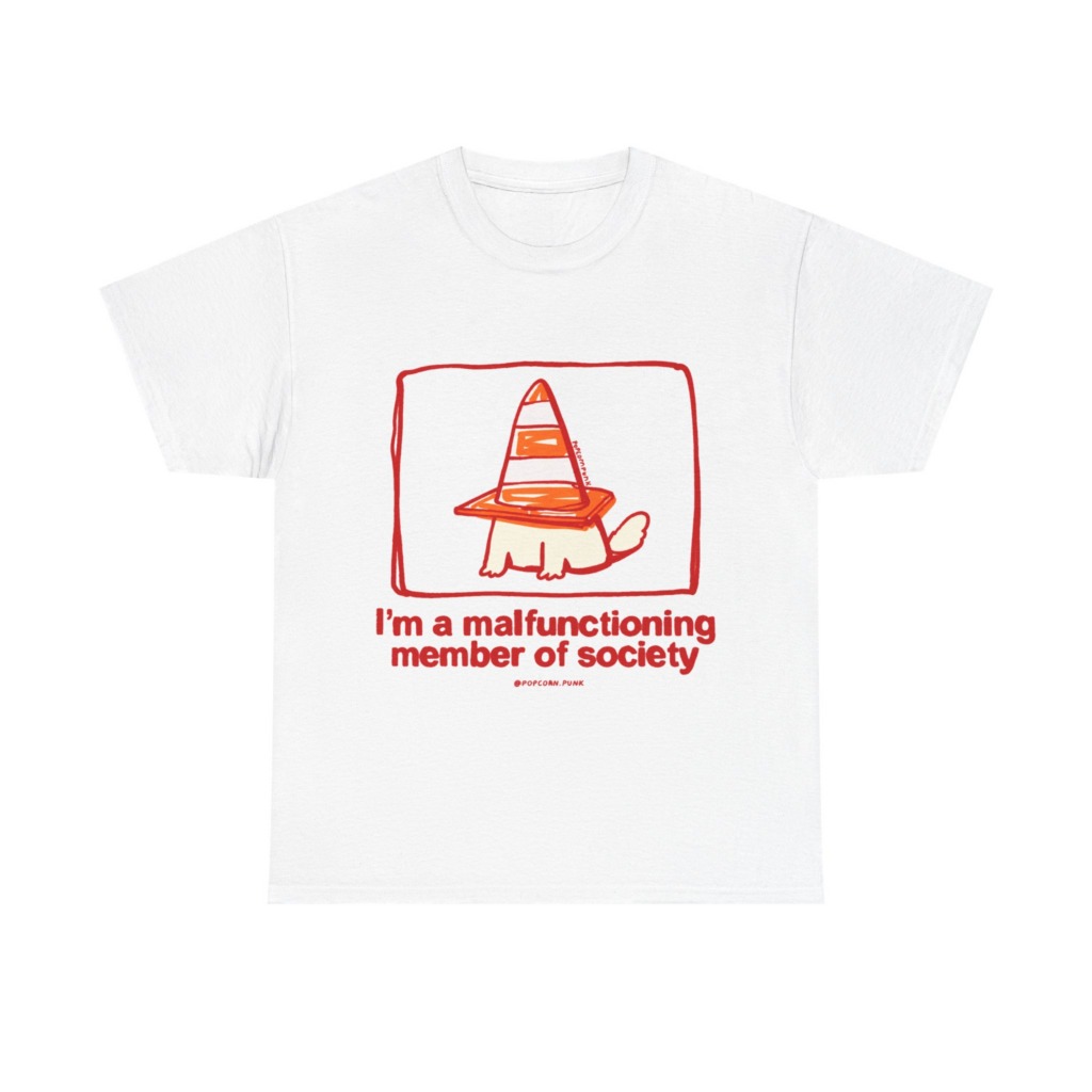 White 'Malfunctioning Member' Dog Graphic T-Shirt