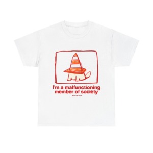 White 'Malfunctioning Member' Dog Graphic T-Shirt