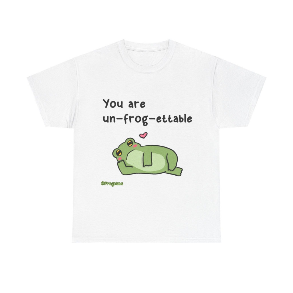 T-Shirt with 'Un-frog-ettable' Pun Frog Graphic