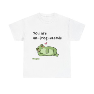 T-Shirt with 'Un-frog-ettable' Pun Frog Graphic