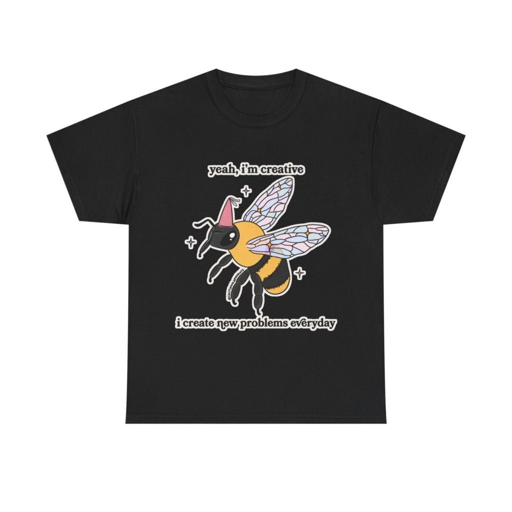 T-Shirt with Creative Party Bee Slogan Print