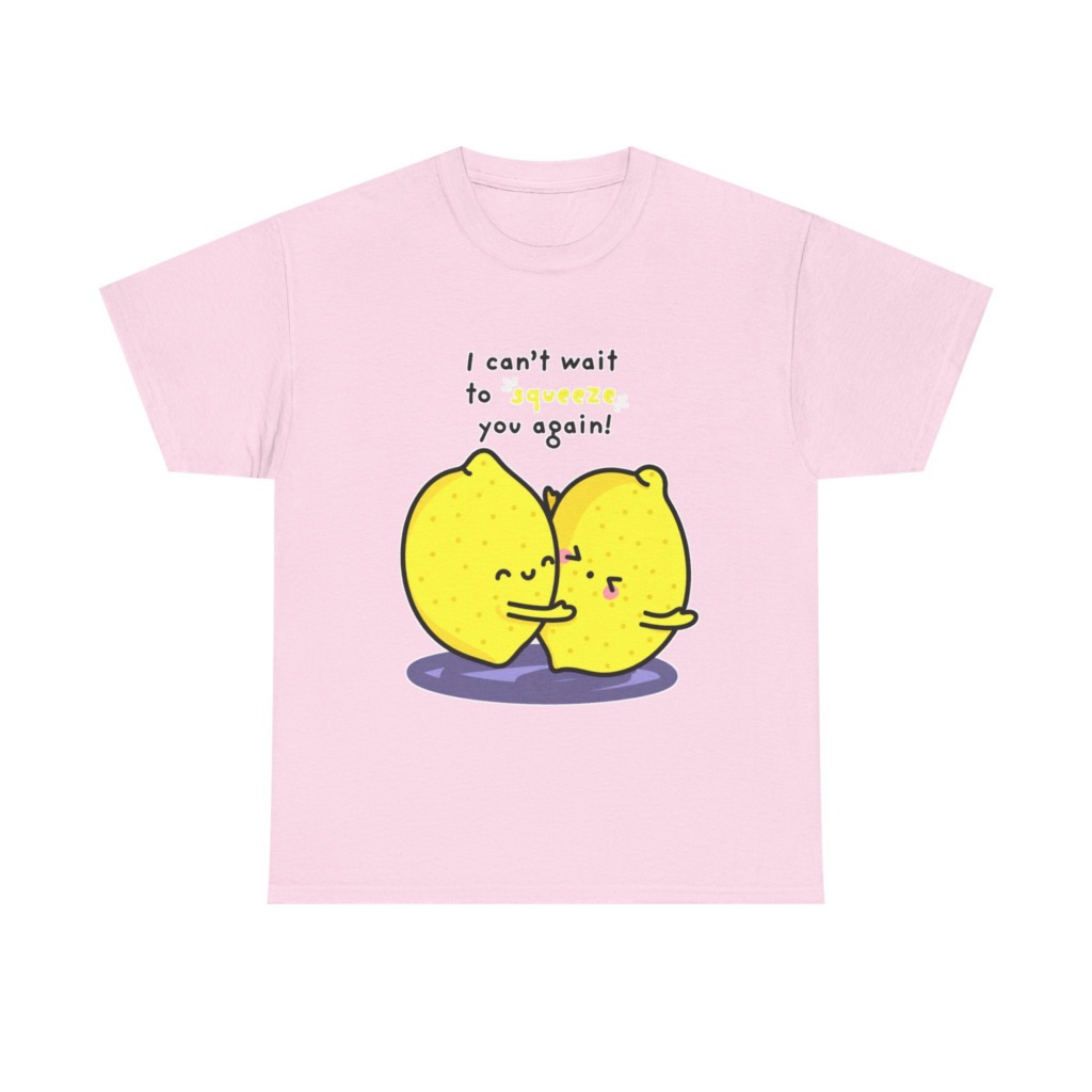 T-Shirt with Hugging Lemons "Squeeze You" Graphic