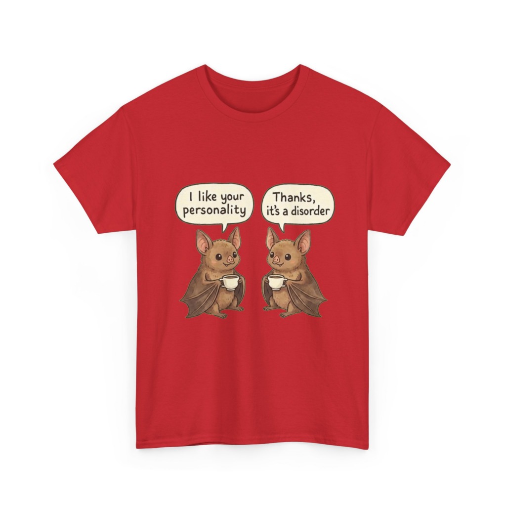 T-Shirt: Witty Bats Coffee 'Personality Disorder' Graphic