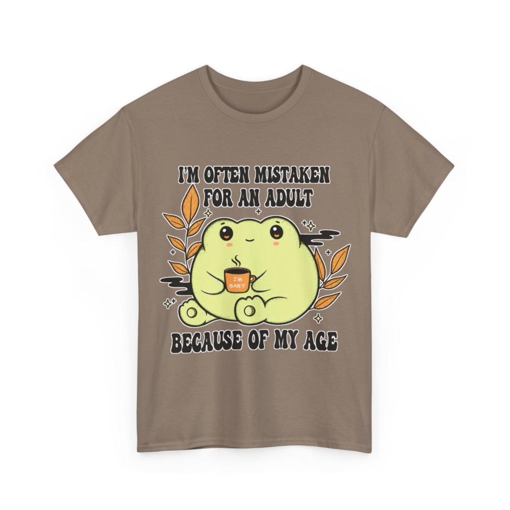 Graphic Tee: 'Mistaken for Adult, I'm Baby' Frog Design
