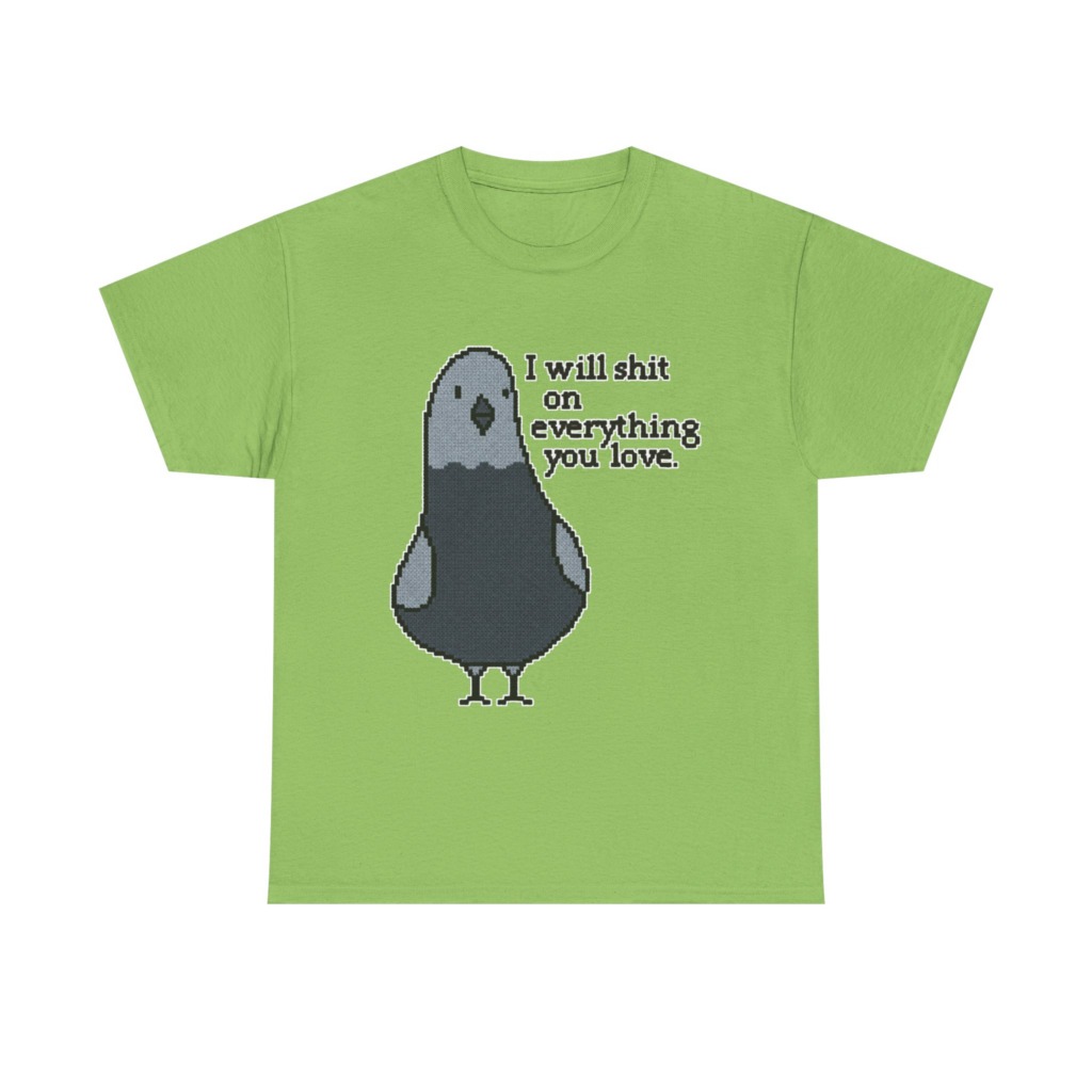 Pixel Art Pigeon Slogan T-Shirt