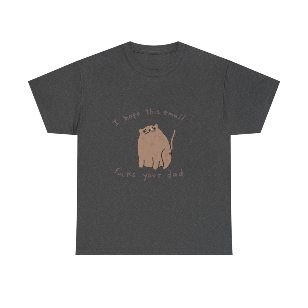 Graphic T-Shirt with Sarcastic Email Cat Design