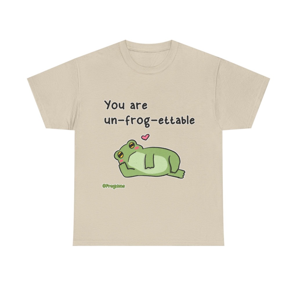 T-Shirt with 'Un-frog-ettable' Pun Frog Graphic