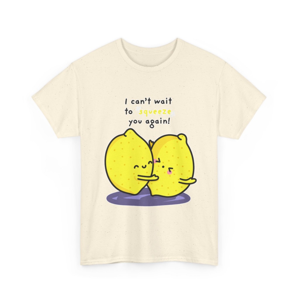 T-Shirt with Hugging Lemons "Squeeze You" Graphic