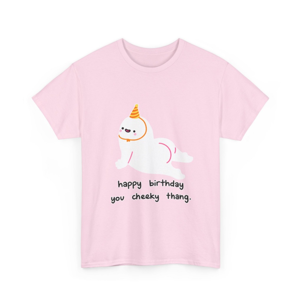 T-Shirt with Cheeky Birthday Seal Graphic Print