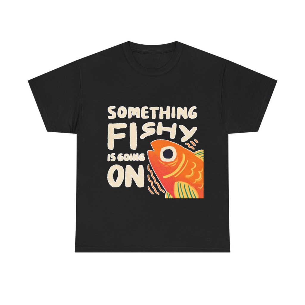 White 'Something Fishy' Orange Fish Graphic T-Shirt