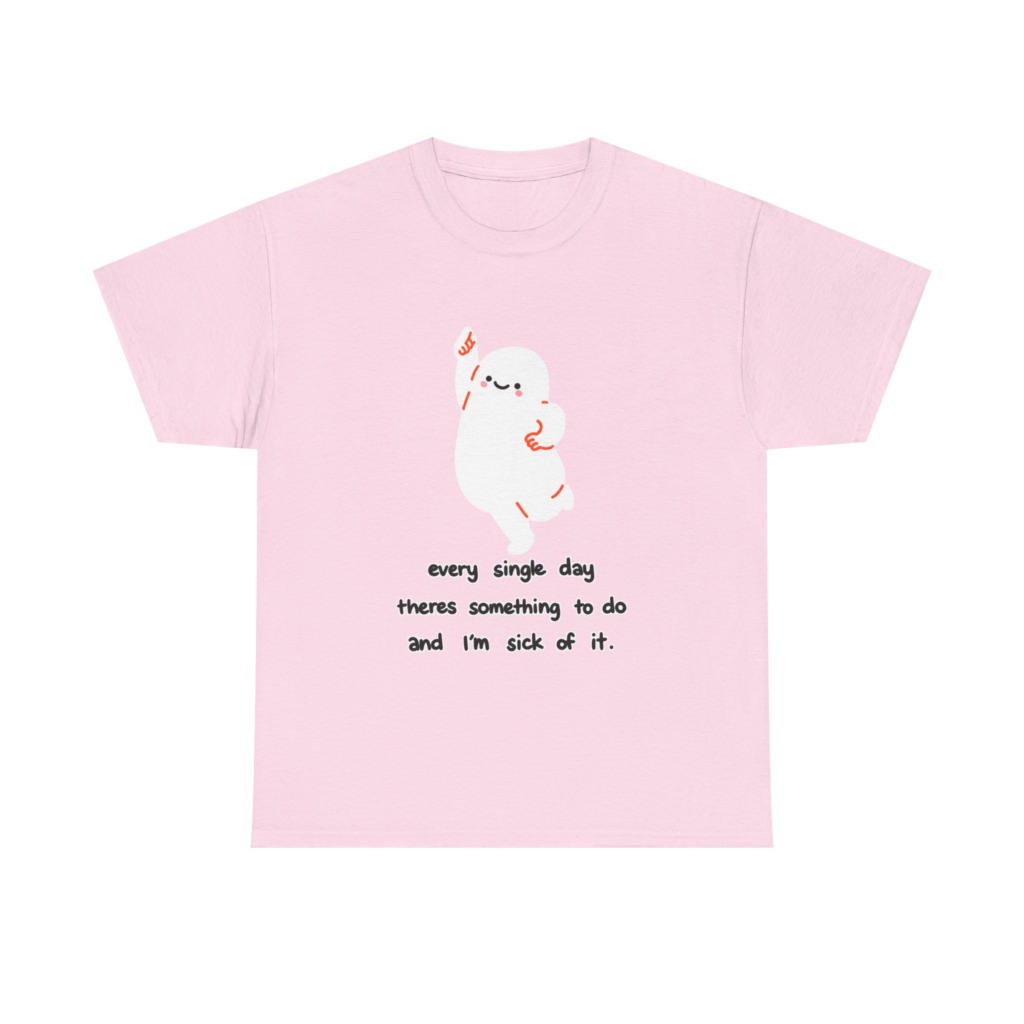 White T-Shirt - Happy Blob 'Sick of It' Graphic