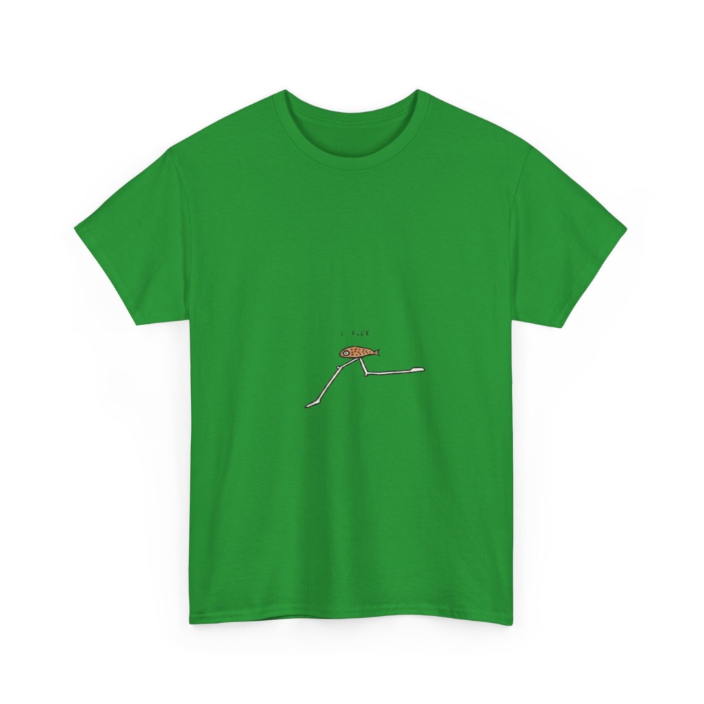 Black 'I FLEE' Fish Graphic T-Shirt
