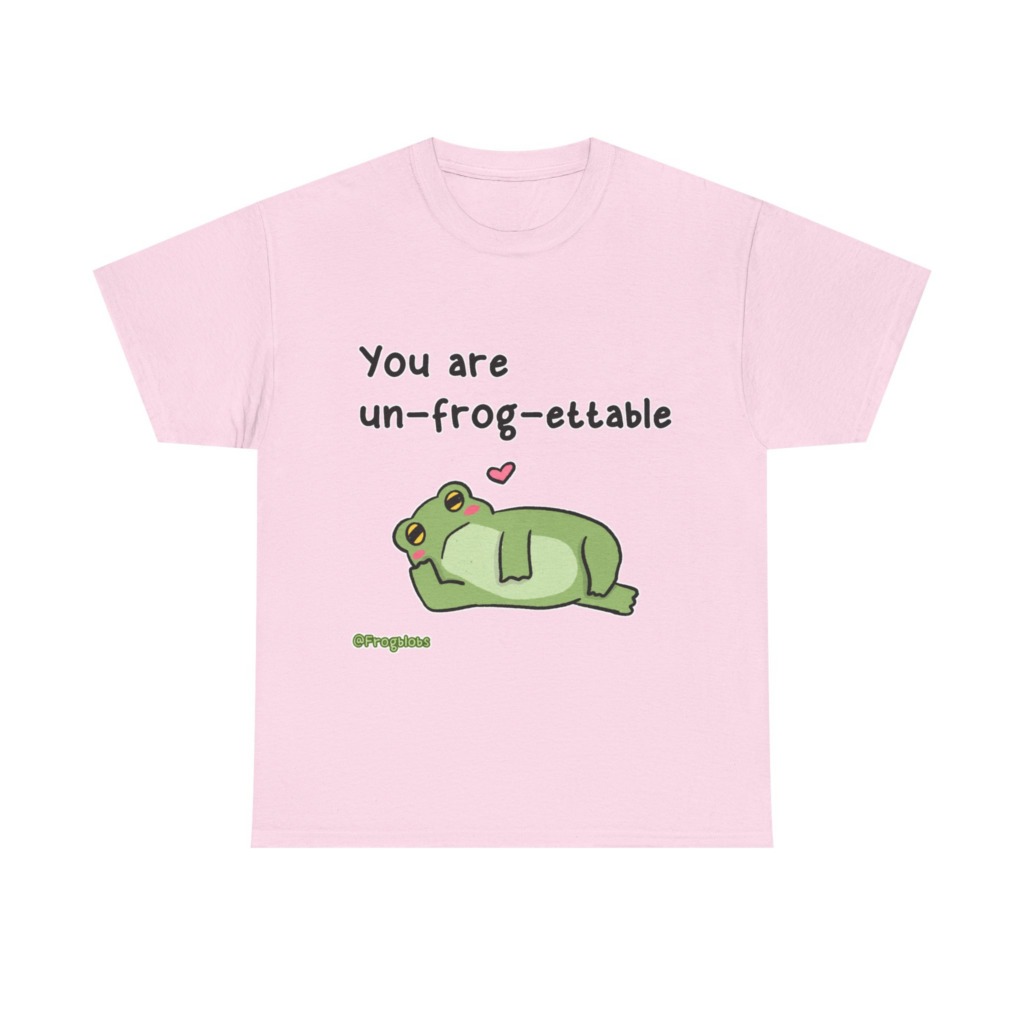 T-Shirt with 'Un-frog-ettable' Pun Frog Graphic